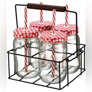 Artland Gingham Glass and Caddy Set